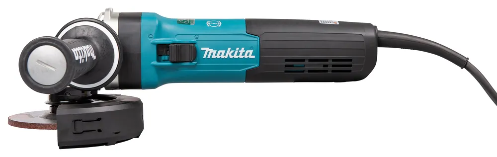 Pildil on Makita nurklihvija GA5091X01, millel on sinine ja must korpus, must lisakäepide ning lihvketas.