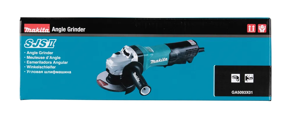 Pildil on näha Makita nurklihvija GA5093X01 pakend koos tootega.