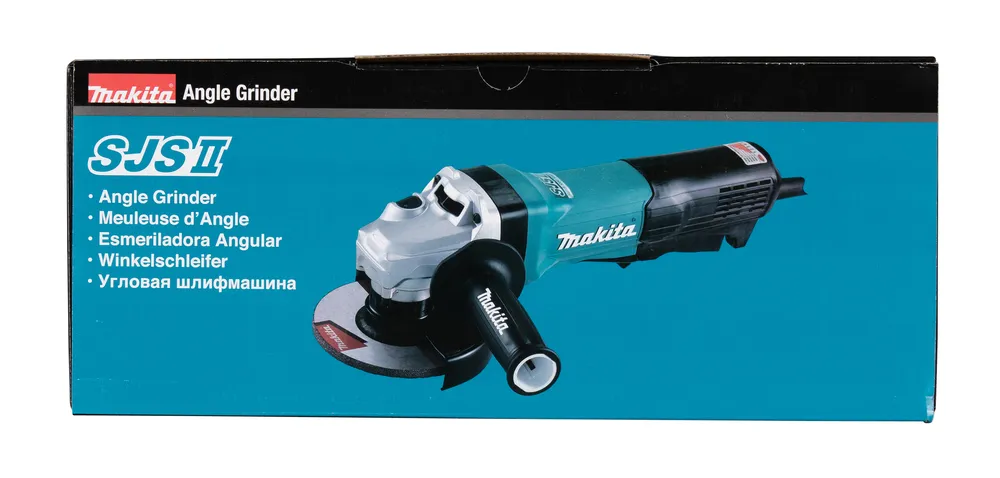 Pildil on näha Makita nurklihvija pakend, millel on kujutatud Makita GA5093X01 nurklihvija.