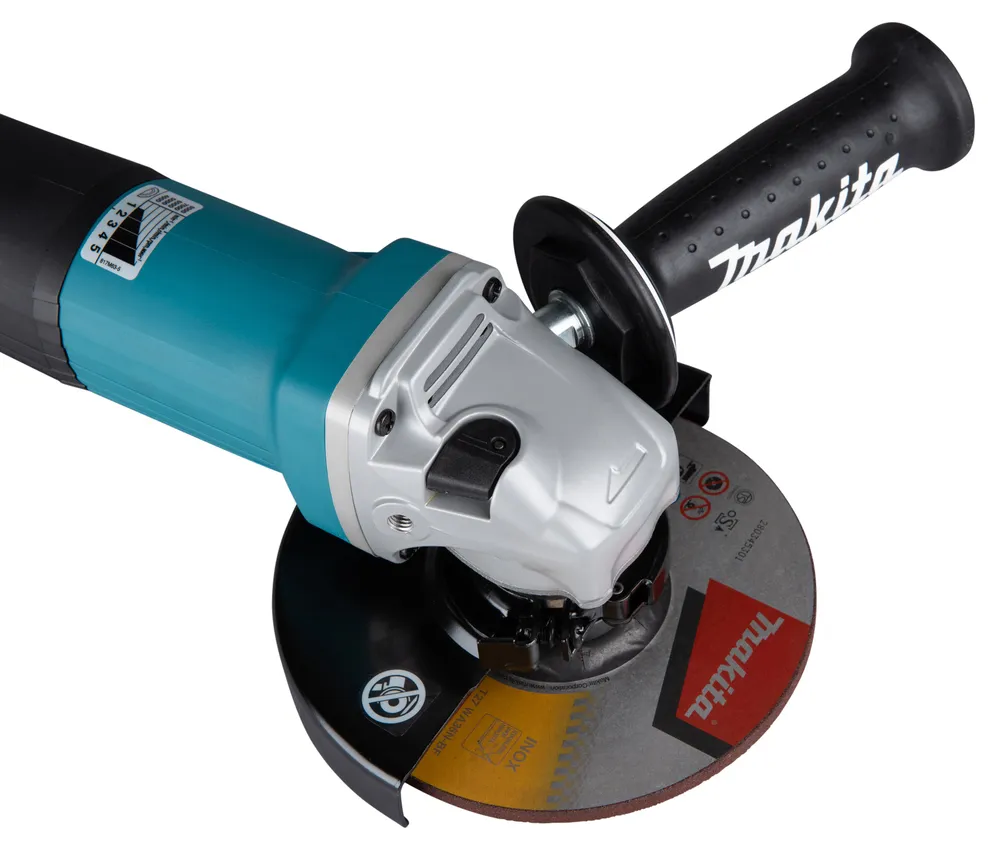 Pildil on Makita nurklihvija GA6040CF01, millel on ketas ja küljekäepide.