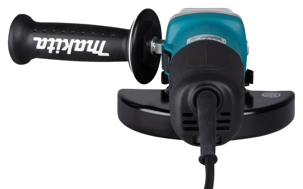 Pildil on Makita nurklihvija GA6040CF01, millel on küljel käepide ja turvakaitsed.