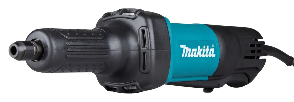 Pildil on Makita otslihvija GD0600, mida näidatakse küljelt, silmapaistva sinise detailiga ning toote nimel on kujutatud...
