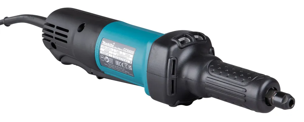 Pildil on Makita otslihvija GD0600, mis on elektriajamiga tööriist, millel on roheline ja must korpus, piklik kuju ja...