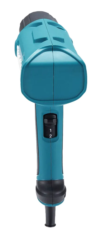 Pildil on näha sinine ja must Makita kuumaõhuföön HG5030K koos kahe käiguga lülitiga.