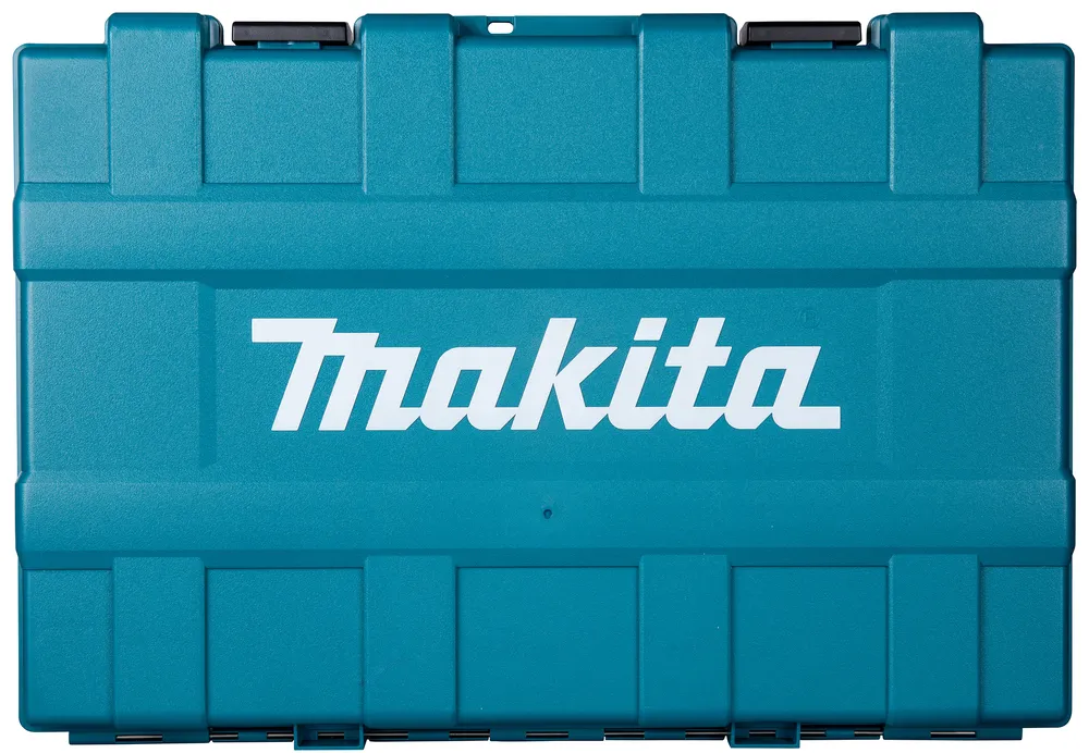 Pildil on Makita logo ja turkiissinine Makita tööriistakohver.