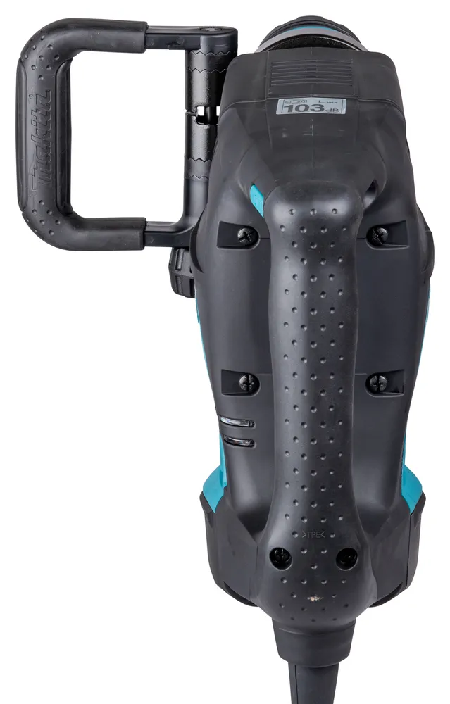 Pildil on ülevalt nähtuna Makita HM1203C piikvasar, millel on küljel reguleeritav käepide ja peal infopaneel.