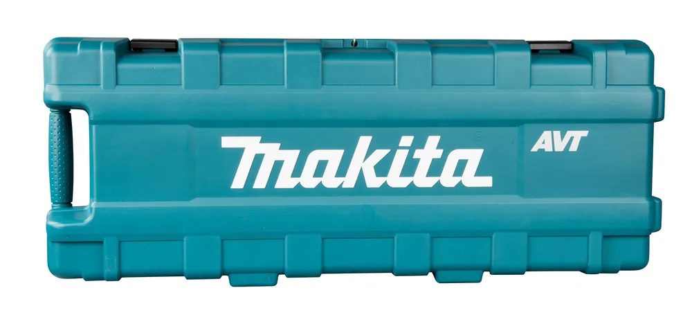 Pildil on Makita piikvasara HM1512 sinine transpordikohver, millele on trükitud valge "Makita AVT" logo.
