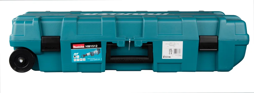 Pildil on näha Makita HM1512 piikvasar, mis on paigutatud turvalisse ja vastupidavasse transportkasti.