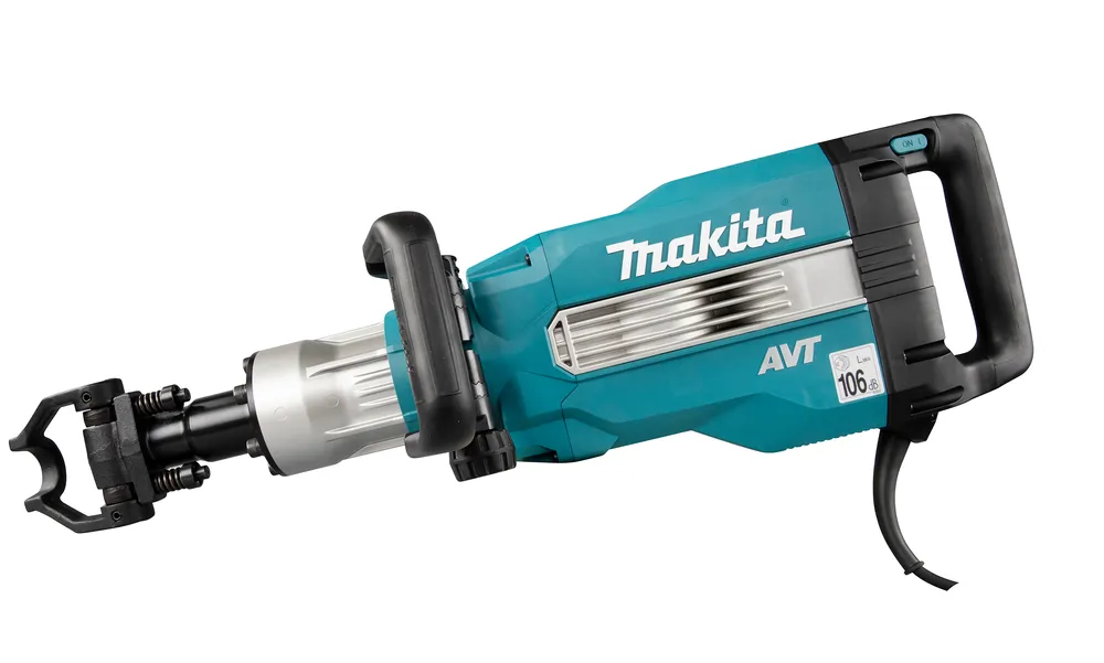Pildil on Makita piikvasar HM1512, sinise ja halli värvi tööriist, millel on must käepide ja juhe.