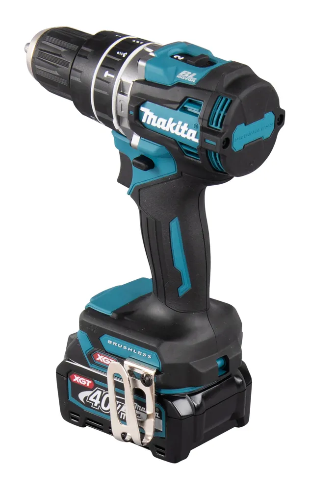 Pildil on Makita akulööktrell HP002GD201 koos 40V aku ja laadijaga.
