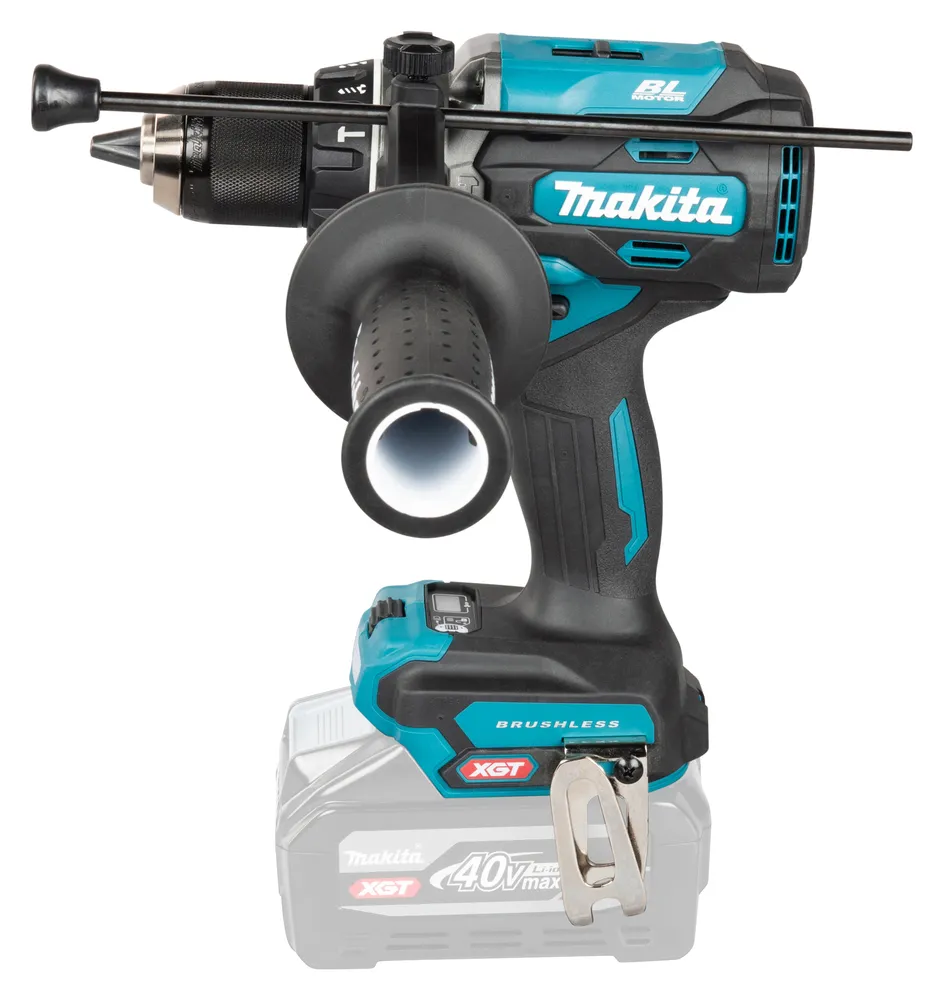 Pildil on Makita akulööktrell HP003GZ, mis on XGT seeria, ilma akuta ja laadijata, koos külje käepidemega.
