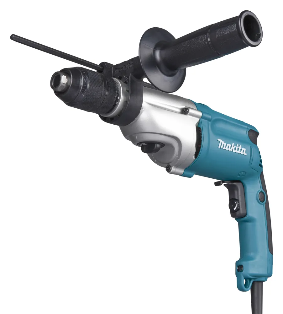 Pildil on Makita lööktrell HP2051FJ, millel on lisaks esikäepide ja sügavuspiirik.