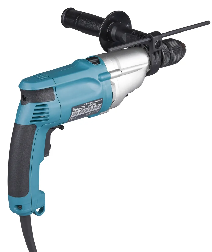Pildil on Makita lööktrell HP2051FJ, millel on lisaks ka külmkäepide ja puur.