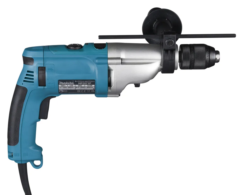 Pildil on Makita lööktrell HP2071FJ koos lisakäepidemega.