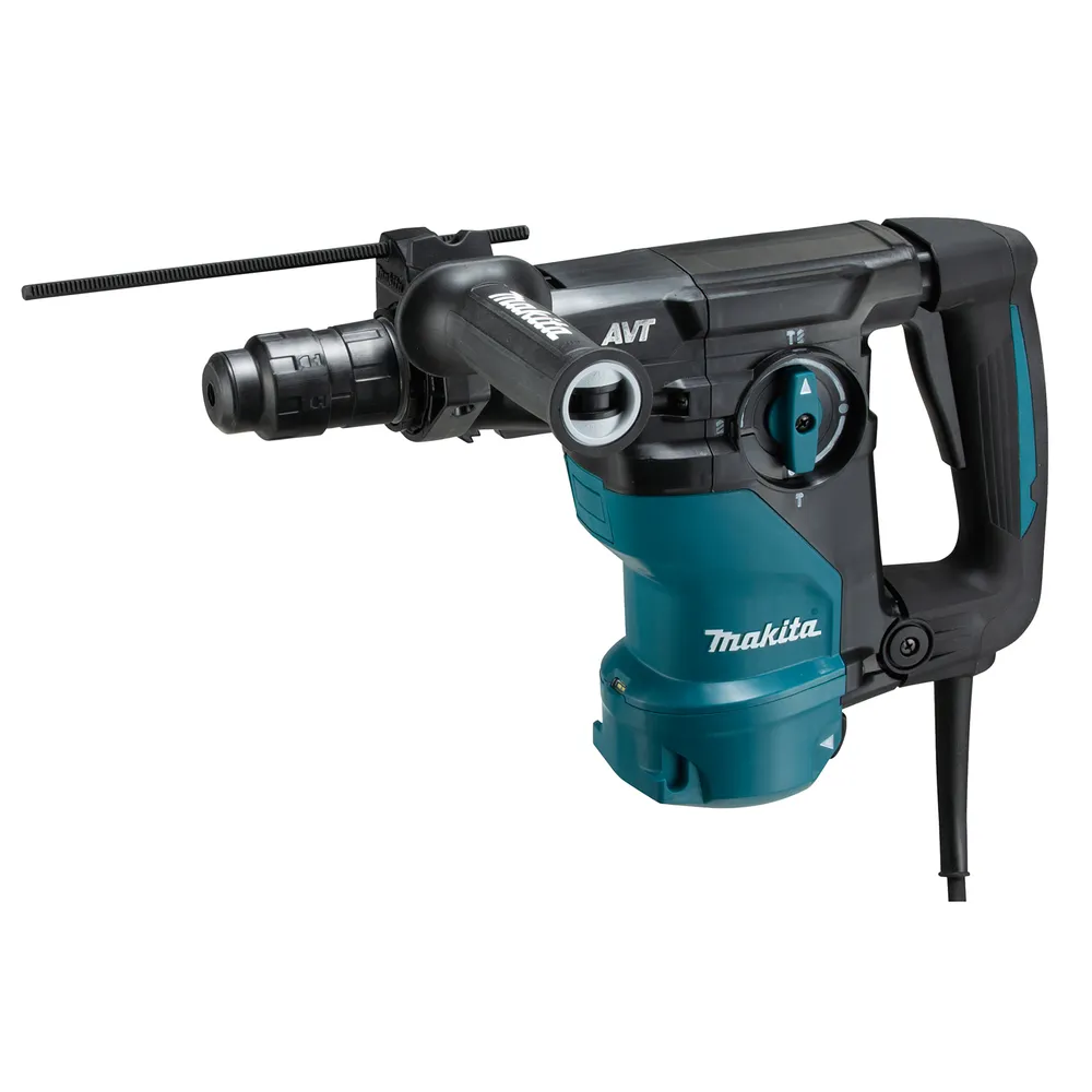 Pildil on näha Makita kombivasar HR3012FCJ koos selle lisatarvikutega.