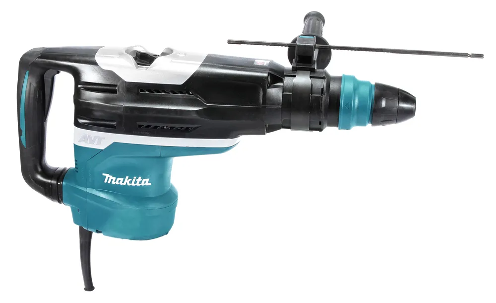 Pildil on näha Makita kombivasar HR5212C SDS-MAX koos abikäepideme ja sügavuspiirikuga.