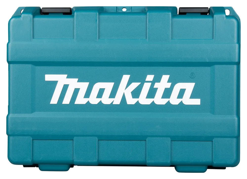Pildil on Makita akuuniversaalsaag torudele JR003GZ, XGT, ilma aku ja laadijata koos selle tarvikute ja hoiustuskohvriga.