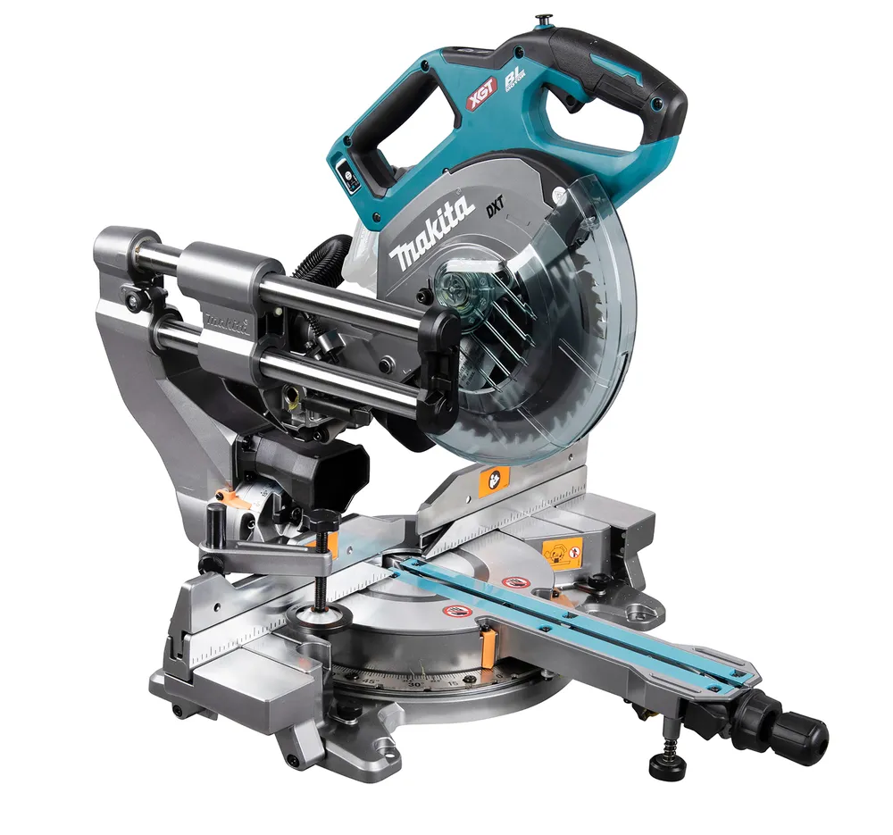 Pildil on Makita akuga tükeldus- ja nurksaag LS002GZ01, mis on tööriistakauplusest ostetud ilma aku ja laadijata.