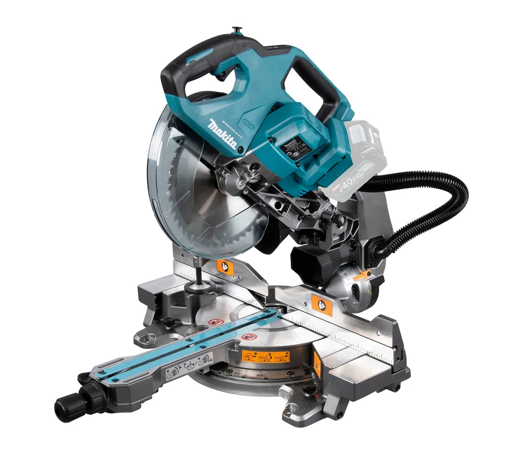 Pildil on Makita akuga tükeldus- ja nurksaag LS002GZ01, mida on kujutatud valgel taustal.
