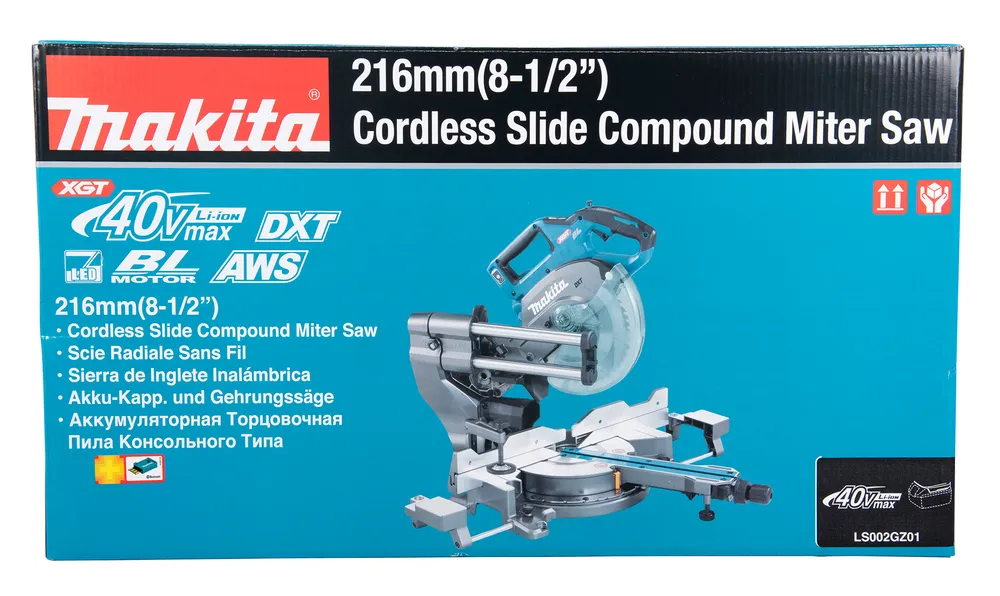 Pildil on Makita akutoitel töötav tükeldus- ja nurksaag LS002GZ01.