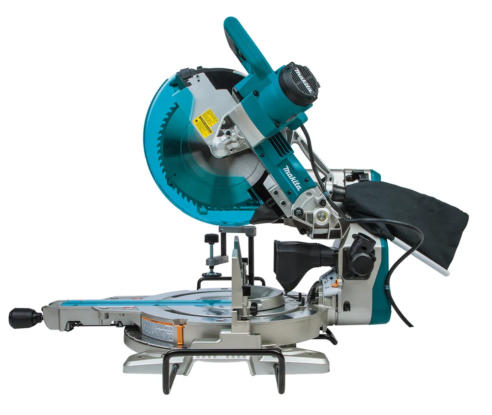 Pildil on Makita tükeldus- ja nurksaag LS1219L, mis on pööratava- ja kaldekorpusega ketassaag.