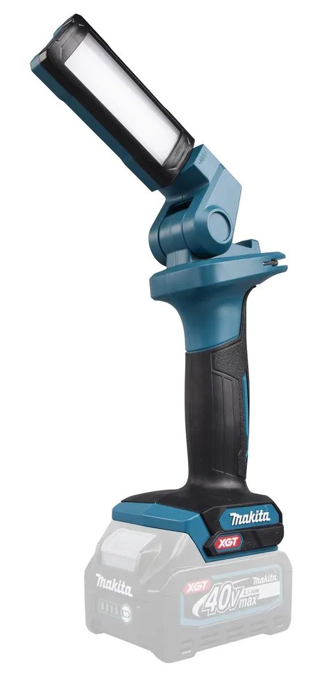 Pildil on Makita akulamp ML006GX, mis on kujutatud ilma aku ja laadijata, rõhutades selle kompaktset ja paindlikku disaini.