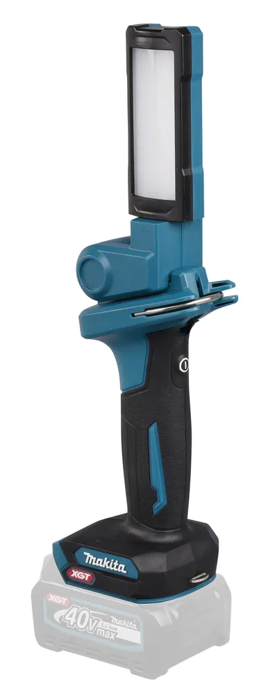 Pildil on Makita akulamp ML006G, millel on ergonoomiline käepide ja juhtnupp, mis on paigutatud mugavaks kasutamiseks.
