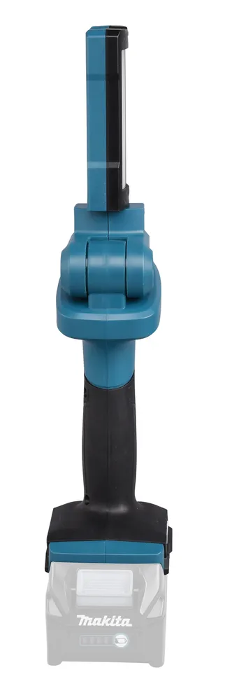 Pildil on näha Makita akulamp ML006G, mis koosneb sinise ja musta värvi korpusest, reguleeritavast peast ja akuhoidikust...