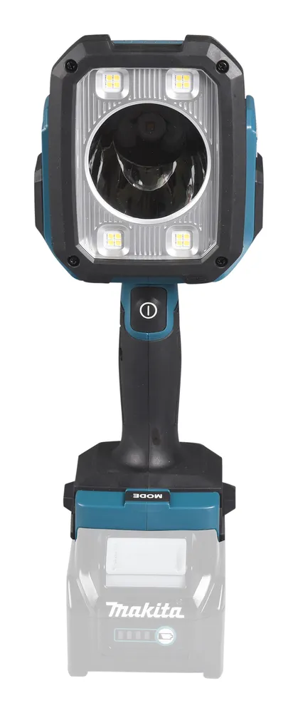 Pildil on Makita akulamp ML007G ilma aku ja laadijata, millel on neli LED-pirni ja reflektor.