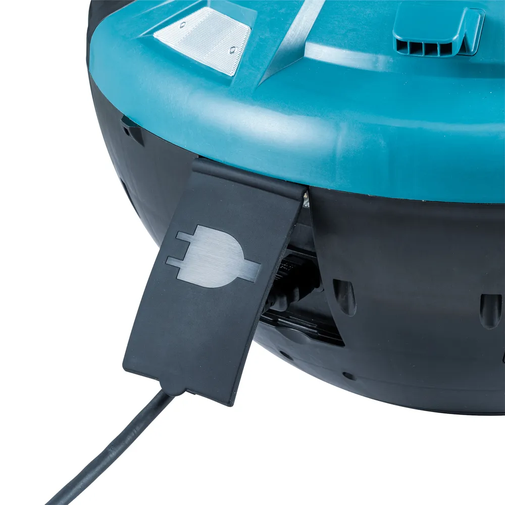 Pildil on Makita akulamp ML010G, millel on eristuv sinine ja must disain ning läbipaistev lambikuppel.