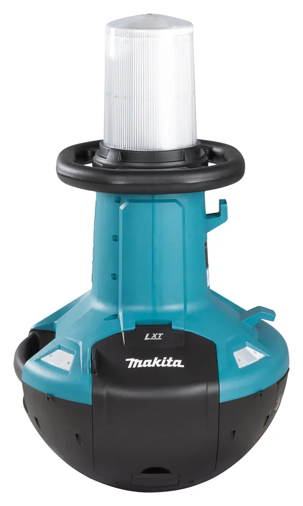 Pildil on näha Makita akulamp ML010G, mis on sinise ja musta värvi, ning sellel on valge valgusti.