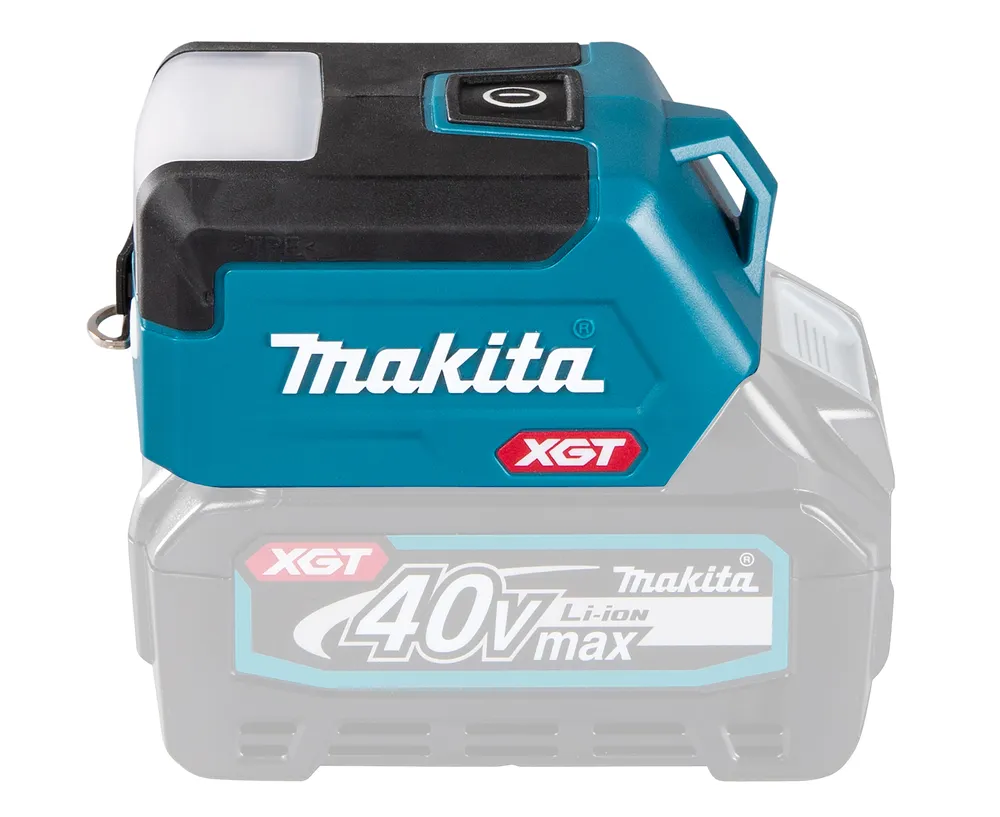 Pildil on Makita akulamp ML011G ilma aku ja laadijata, millel on sinine korpus ja valge valgusti.