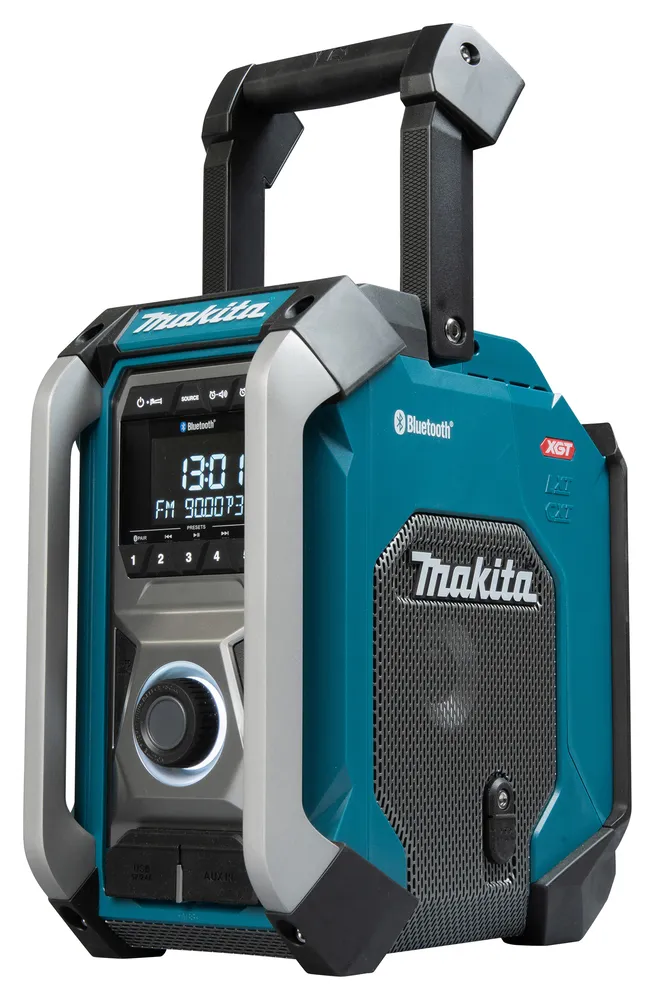 Pildil on näha tugevas konstruktsiooniga Makita MR006GZ Bluetooth-raadio, mis on valmistatud kasutamiseks karmimates...