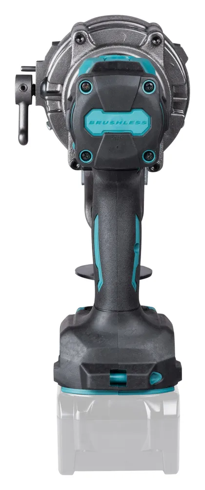 Pildil on Makita akumetalliaugustaja PP001GZK, ilma aku ja laadijata, koos musta ja türkiissinise värvi detailidega...