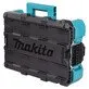 Pildil on Makita tööriistakast MAKTRAK, millel on must korpus, türkiissinine käepide ja kinnitused.
