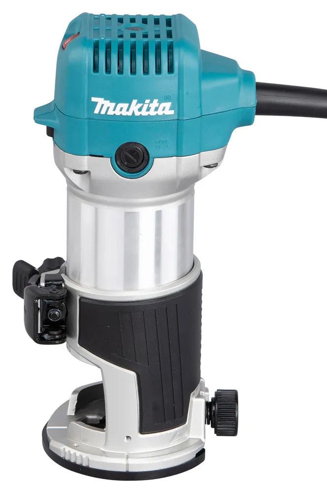 Pildil on Makita ülafrees/servafrees RT0702CX2J, millel on sinine korpus, hõbedane alus ja must käepide.