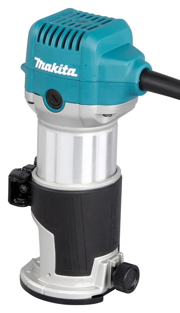Pildil on Makita ülafrees/servafrees RT0702CX2J, millel on sinine korpus ja must käepide.