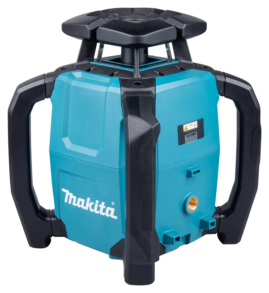 Pildil on Makita akupöördlaser SKR001Z, millel on sinine korpus, mustad käepidemed ja peal asuv pöörlev osa, samuti näeme...