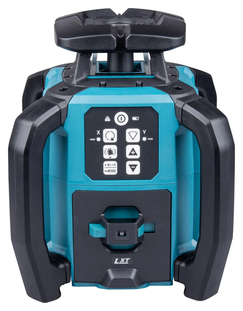 Pildil on Makita akupöördlaser SKR001Z, millel on juhtpaneel ja kaks musta käepidet.
