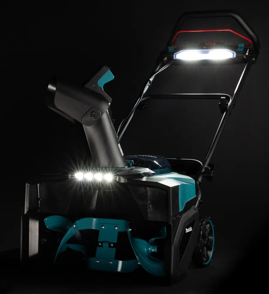 Pildil on näha Makita akulumepuhur SN001GZ, mis on varustatud LED-tulede ja pööratava heitoruga.