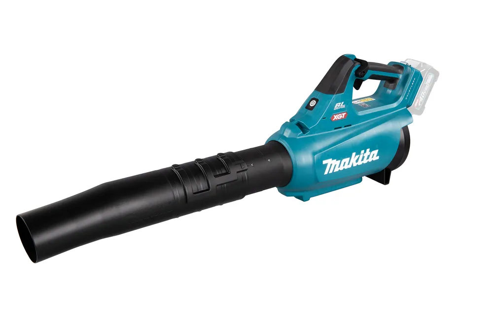 Pildil on Makita akupuhur UB001GZ XGT, millel on must toru ja sinine korpus.