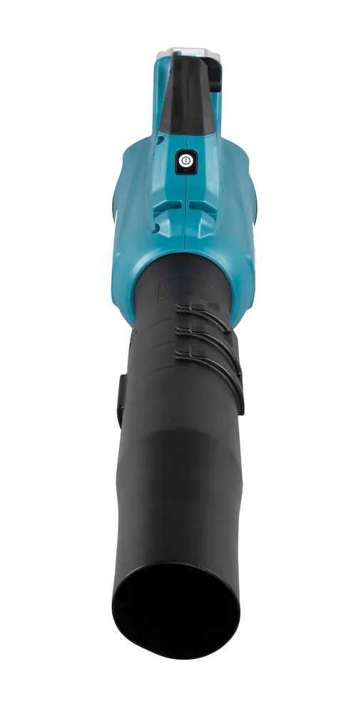 Pildil on näha Makita akupuhuri UB001GZ XGT, millel on sinine korpus ja must toru.