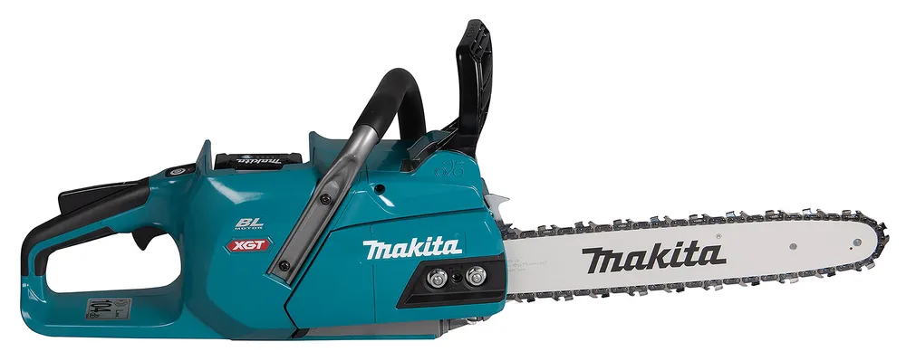 Pildil on kujutatud Makita akukettsaag UC011GT101, XGT, mis on sinise ja musta värvi tööriist.