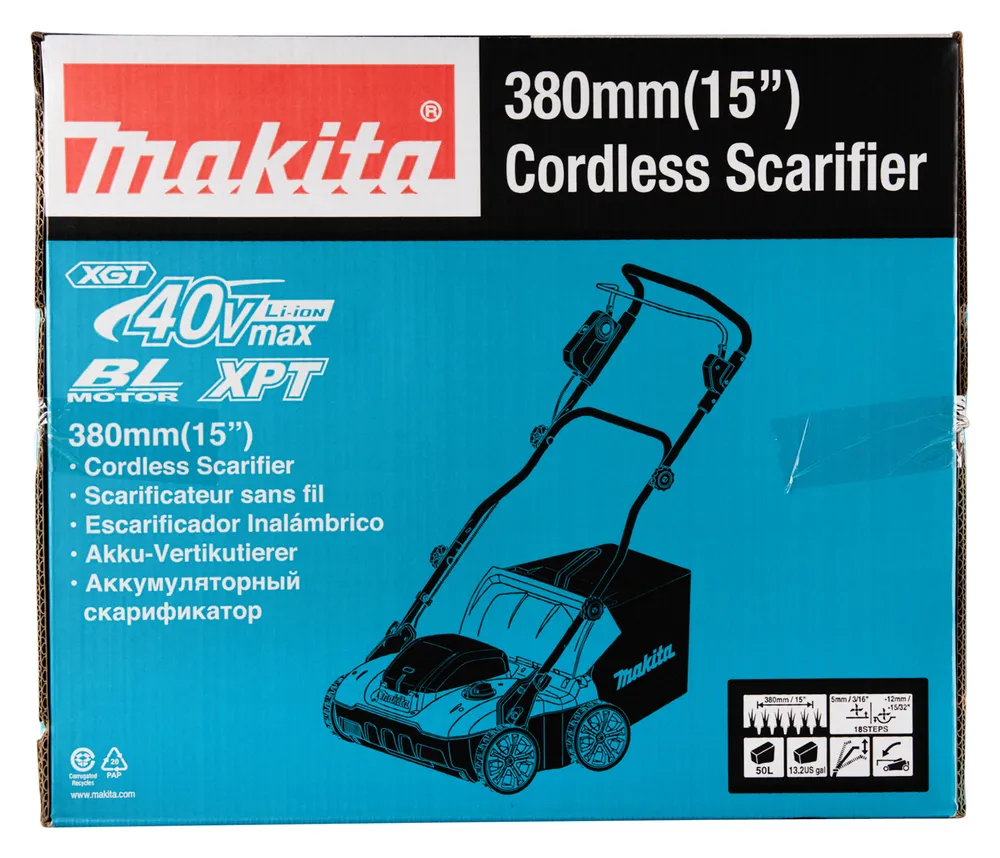 Аккумуляторный аэратор газона Makita UV001GZ XGT, без аккумулятора и зарядного устройства