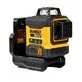 Pildil on kollane-must DeWalt DCLE34031N ristlaser, millel on aku pesa ja mis on mõeldud kasutamiseks ilma aku ja laadijata.