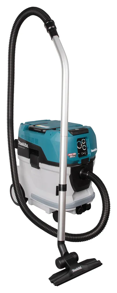 Pildil on Makita akuga vee- ja tolmuimeja VC006GMZ01, mis on ilma aku ja laadijata, kujutatud valgel taustal.