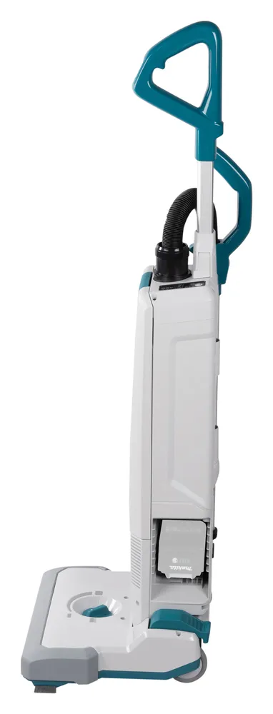 Pildil on Makita aku varstolmuimeja VC010GZ, millel on silmatorkav sinine käepide ja valge korpus.