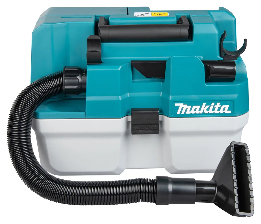 Pildil on Makita akutoitel vee- ja tolmuimeja VC013GLZ, millel on märgistatud nimi "Makita" ja mis näeb välja nagu see...