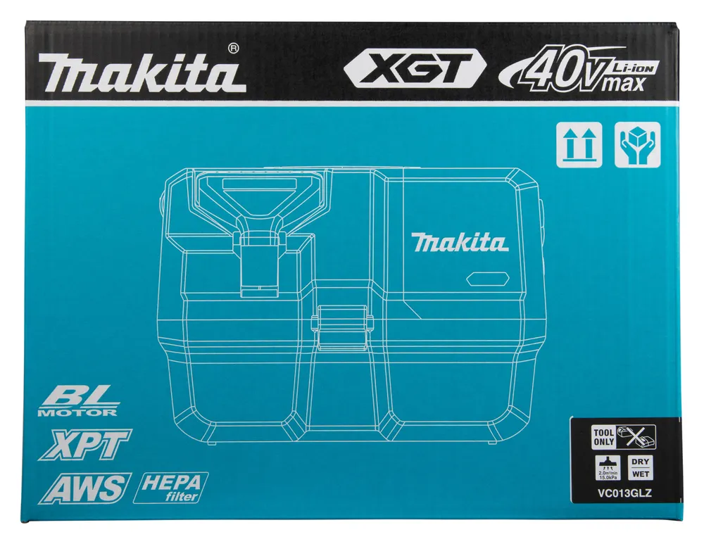 Pildil on Makita akutoitel vee- ja tolmuimeja VC013GLZ, XGT koos tarvikutega nagu sujuvalt painduv voolik, kandevõru ja...