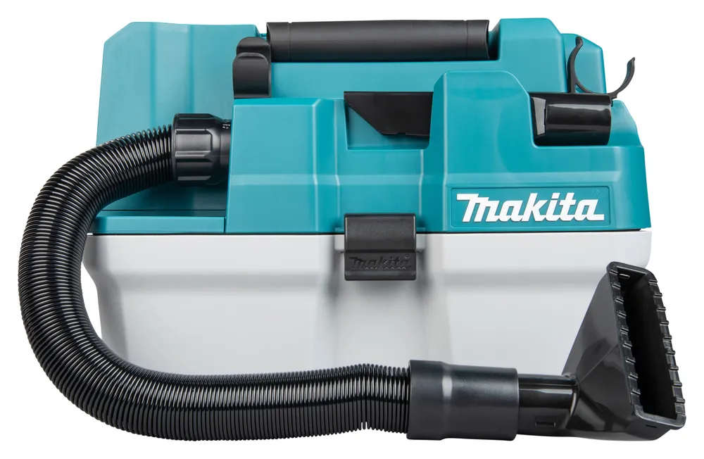 Pildil on näha Makita akutoitel vee- ja tolmuimeja VC013GLZ, millel on HEPA filter ja AWS süsteem, ning mis on XGT seeria...